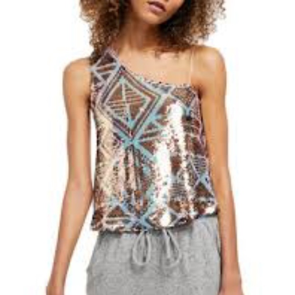 Free People Disco Fever One Shoulder Top - Picture 2 of 8